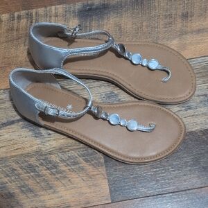 Silver and Tan Women's Sandals
